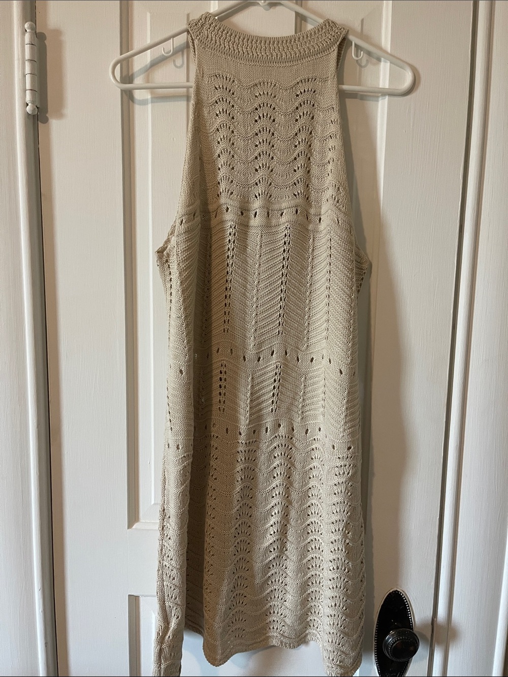 Cupshe Cream Crochet Halter Beach Cover-Up Dress - Picture 5 of 5
